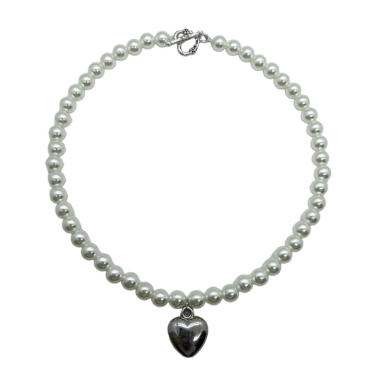 BIG SILVER HEART NECKLACE